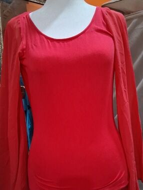 bebe Red Scoop Neck Top